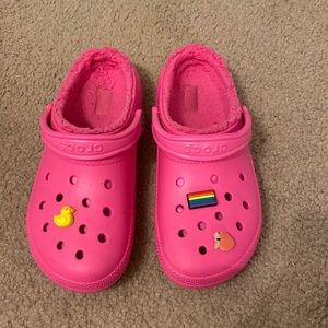 Pink fluffy crocs!